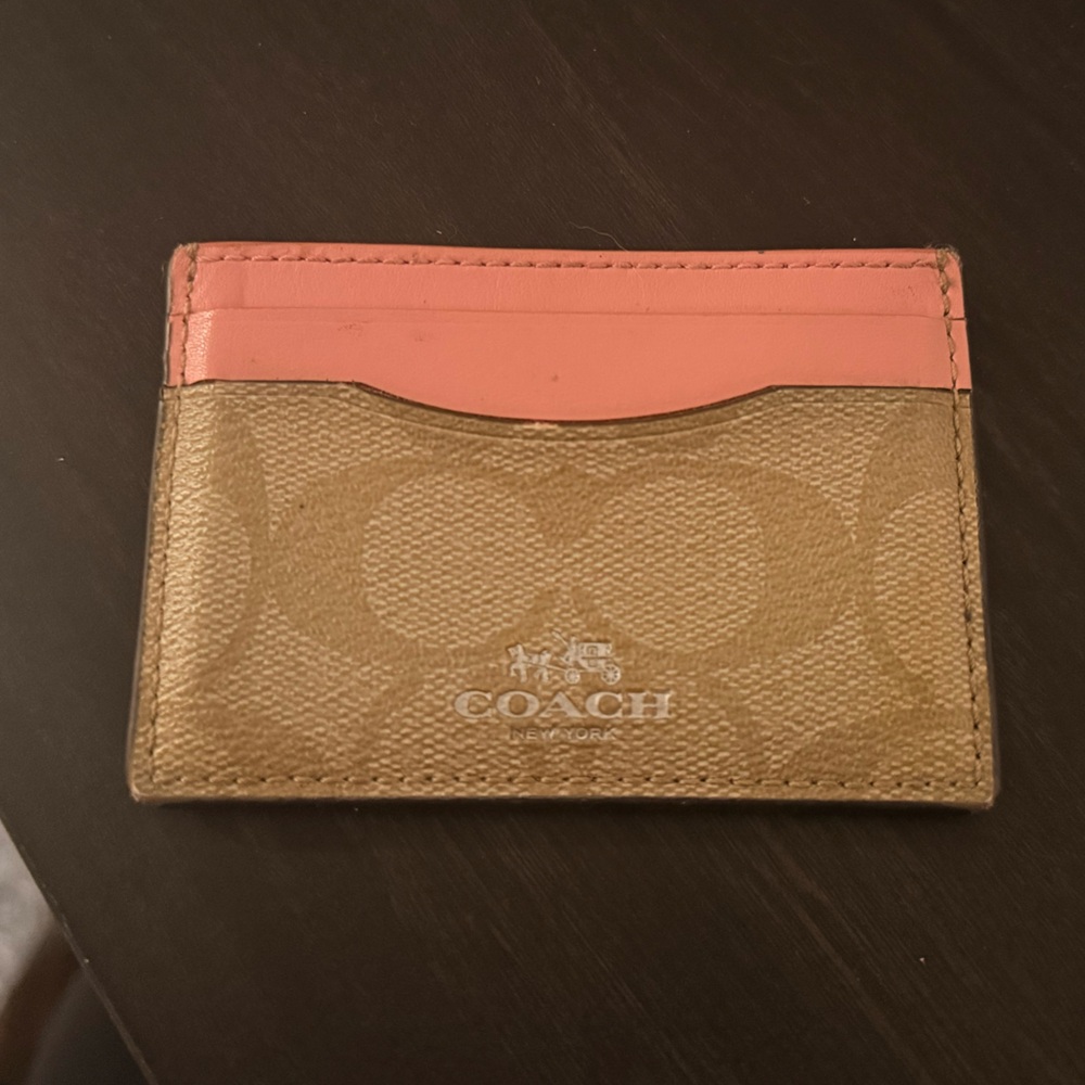 Coach Pink and Tan Card Holder